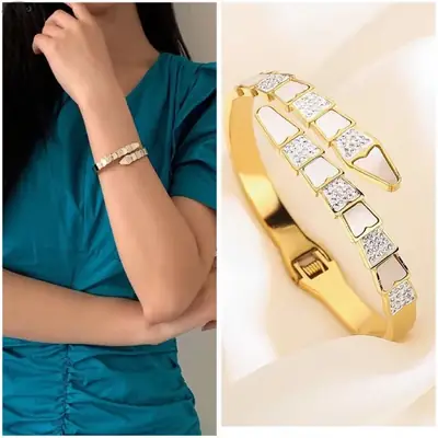 Titanium Fritillary Diamond Snake Bone Bracelet