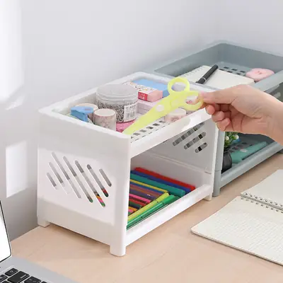 Double Layer Plastic Storage Rack for Bathroom & Desk