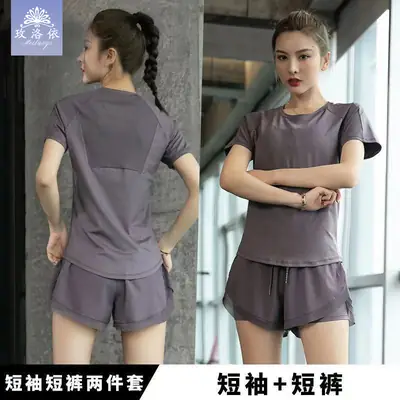 Sports suit Women's Two-piece Slimming Short-sleeved Summer Fitness Clothing Running suit Women's Quick-drying Clothing Yoga Clothing