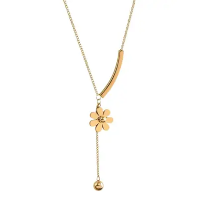 Wen Jian Flower Necklace Women Gold Titanium Chain