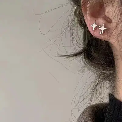Star Needle Earrings for Women Silver 2023