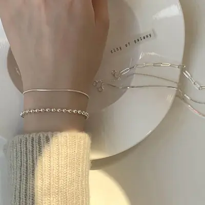 Japanese-style Silver Plated Light Luxury Bracelet for Women