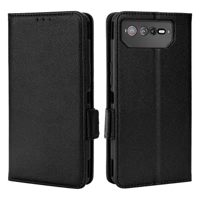 Black Leather Flip Phone Case for Asus ROG Phone 6 Pro