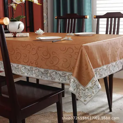 Luxury Brown Tablecloth Waterproof Oil-Proof Anti-Scalding Non-Washable