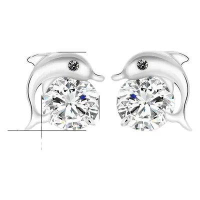 Cao Shi Dolphin Earrings Micro-Inlay Zircon Silver