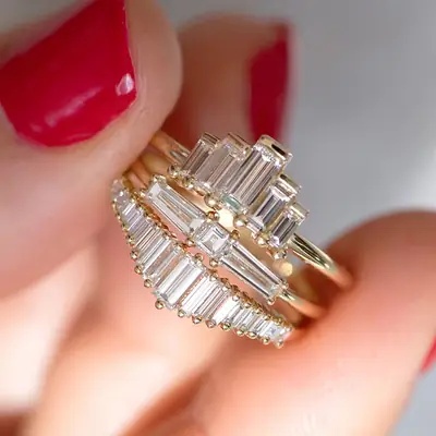 Cao Shi Zircon Finger Ring Light Luxury Stacked Design