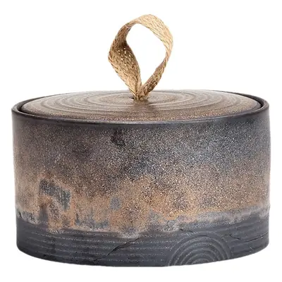 Japanese Rustic Ceramic Tea Canister with Handle
