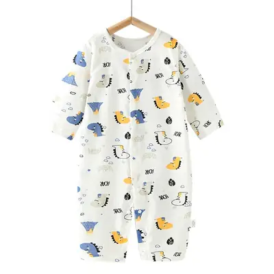 Baby's Pure Cotton Summer Pajamas White Cactus Print