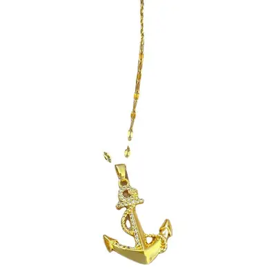 Titanium Steel Anchor Necklace for Women Real Gold Micro-Inlay