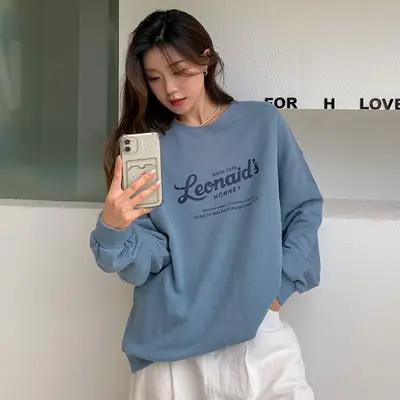 2022 Women Raglan Back Printed Sweatshirt Yellow