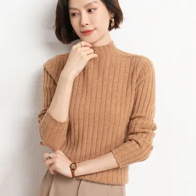 2025 Winter Women's Knit Half Turtleneck Pullover Sweater
