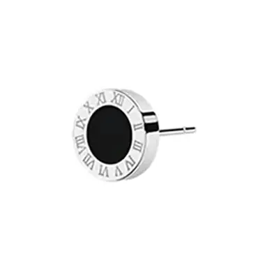 Men's Black Round Korean Style Earrings