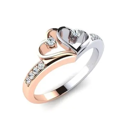 Huajie Double Heart 18K Gold Ring for Women