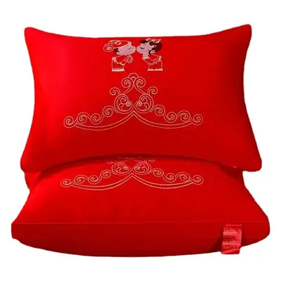 Red Wedding Pillow with Embroidered Design