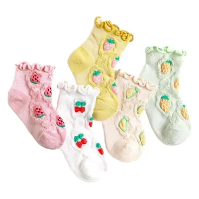 Baby Fruit Mesh Socks Light Green Cartoon Embroidered