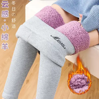 Women's Velvet Padded Warm Leggings Grey Purple