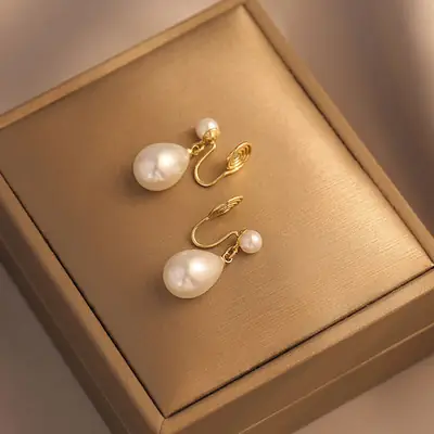 Vintage Pearl Earrings for Women Luxury Gold Plated