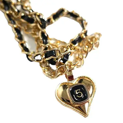Retro Heart Waist Chain Belt for Women Gold Black