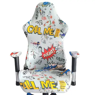 Elastic Printed E-Sports Chair Cover Green Leaf Design