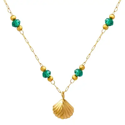 Korean Style Crystal Beads Necklace with Pearl Pendant