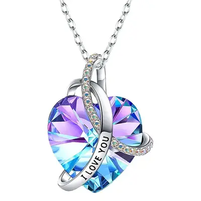 Valentine's Day Love Pink Amethyst Necklace I Love You