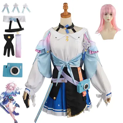 Women's Cosplay Costume Blue Black Skirt Set
