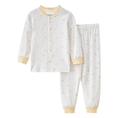 White Printed Cotton Pajama Set for Kids 2-Piece