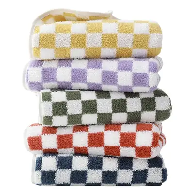 Coral Fleece Checkerboard Bath Towel Large Soft Absorbent