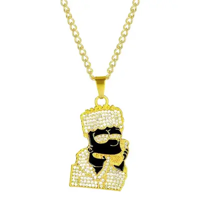 European American Hip Hop Necklace Sunglasses Rap Titanium Diamond Pendant