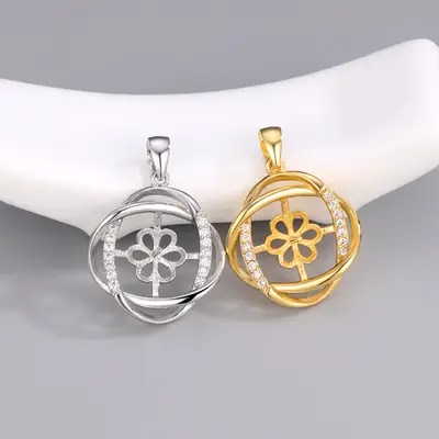 Cross-Border Gold & Silver Flower Pendant for Women