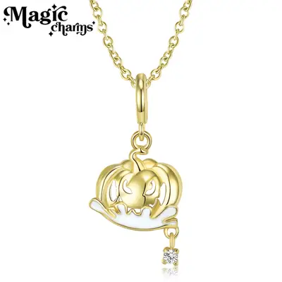 S925 sterling silver gold-plated necklace devil pumpkin pendant European and American fashion personality Amazon Halloween accessories supply