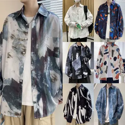 Japanese Tie-Dye Long Sleeve Shirt for Men