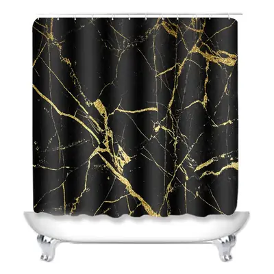 Black Gold Marble Shower Curtain Set