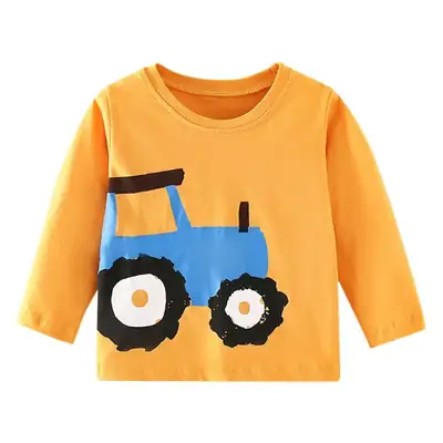 Children's Cotton T-Shirt Blue Tractor Design Long Sleeve Boys