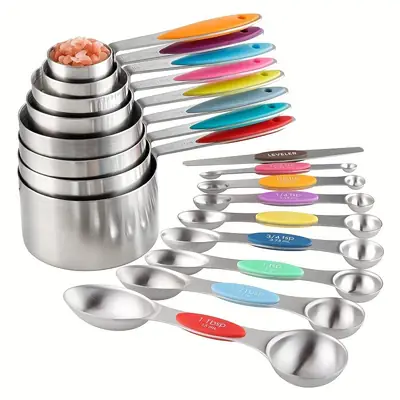 8-Piece Stainless Steel Measuring Set with Silicone Handles