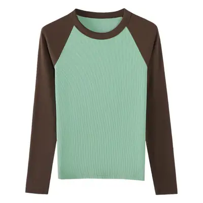 Women Raglan Sleeve T-Shirt Grey Black Spring Fall Korean Style