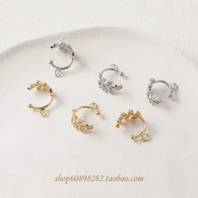 14K Electroplated Leaf Earrings with Hanging Design