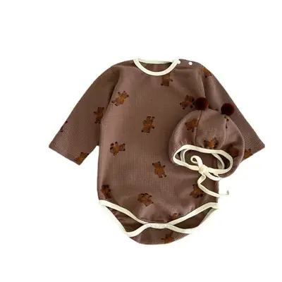 Brown Floral Baby Suit for 0-2 Years Cotton