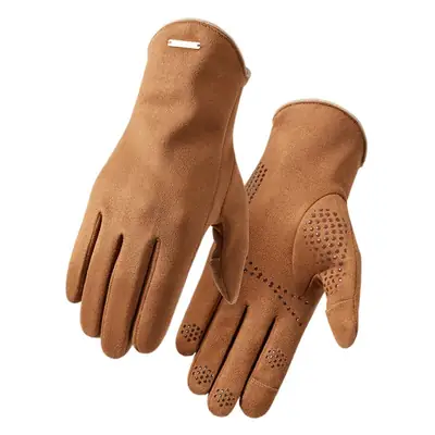 Winter Warm Finger Gloves Suede Leather Warm Touchscreen