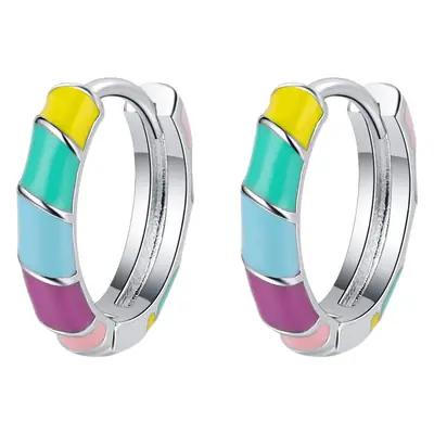 Rainbow Color Oil Dropping Round Earrings Korean Style