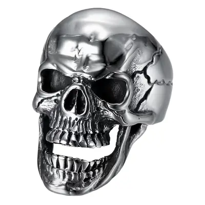 Titanium Steel Cracked Skull Ring for Men