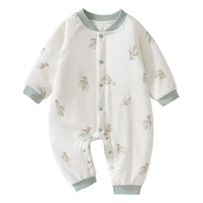 Baby Cotton One-Piece Outfit Cream Green Embroidered