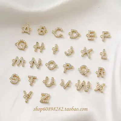 14K Gold Plated Letter Bracelets with Zircon Crystals