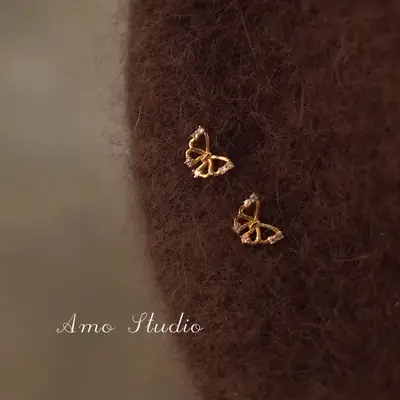 Diamond Hollow Butterfly Earrings Women's Summer