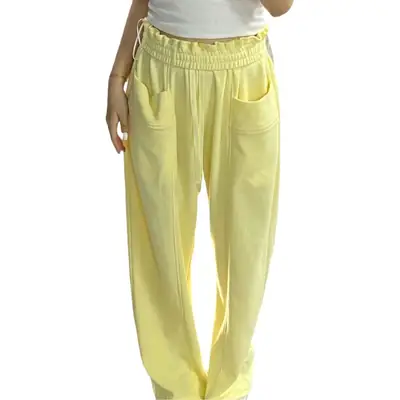Women Yellow Sweatpants 2025 Summer Wide Leg Slimming