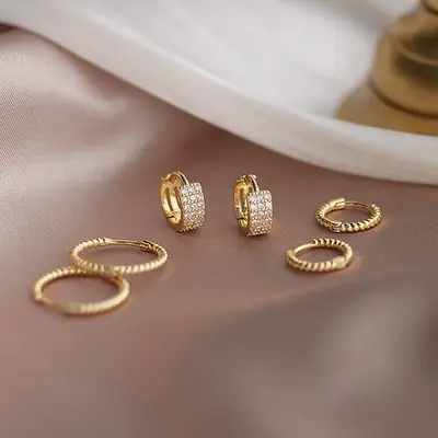 Gold Plated Korean Small Earrings for Women