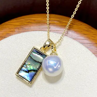 Pearl & Abalone Pearl Necklace 18K Gold Plated