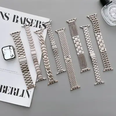 Stainless Steel Watch for Apple Watch iWatch 1-10 Gen Starlight Series