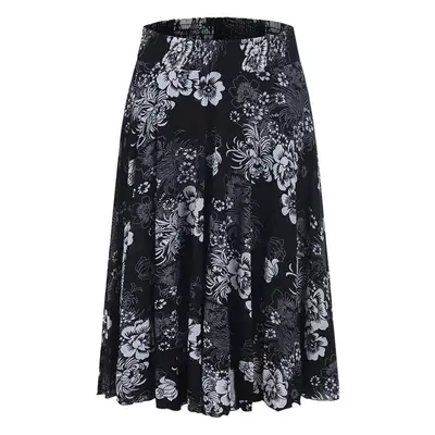 34 Color Ice Silk Floral Mid Skirt Elastic Waist