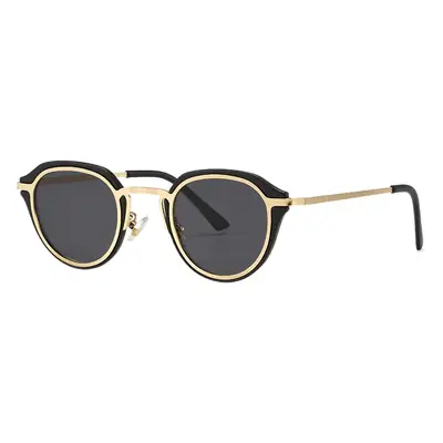Oval Frame Sunglasses Black Green 45° Display